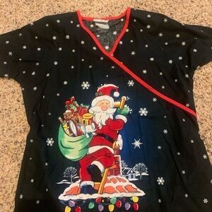 Festive Santa Scrub Top